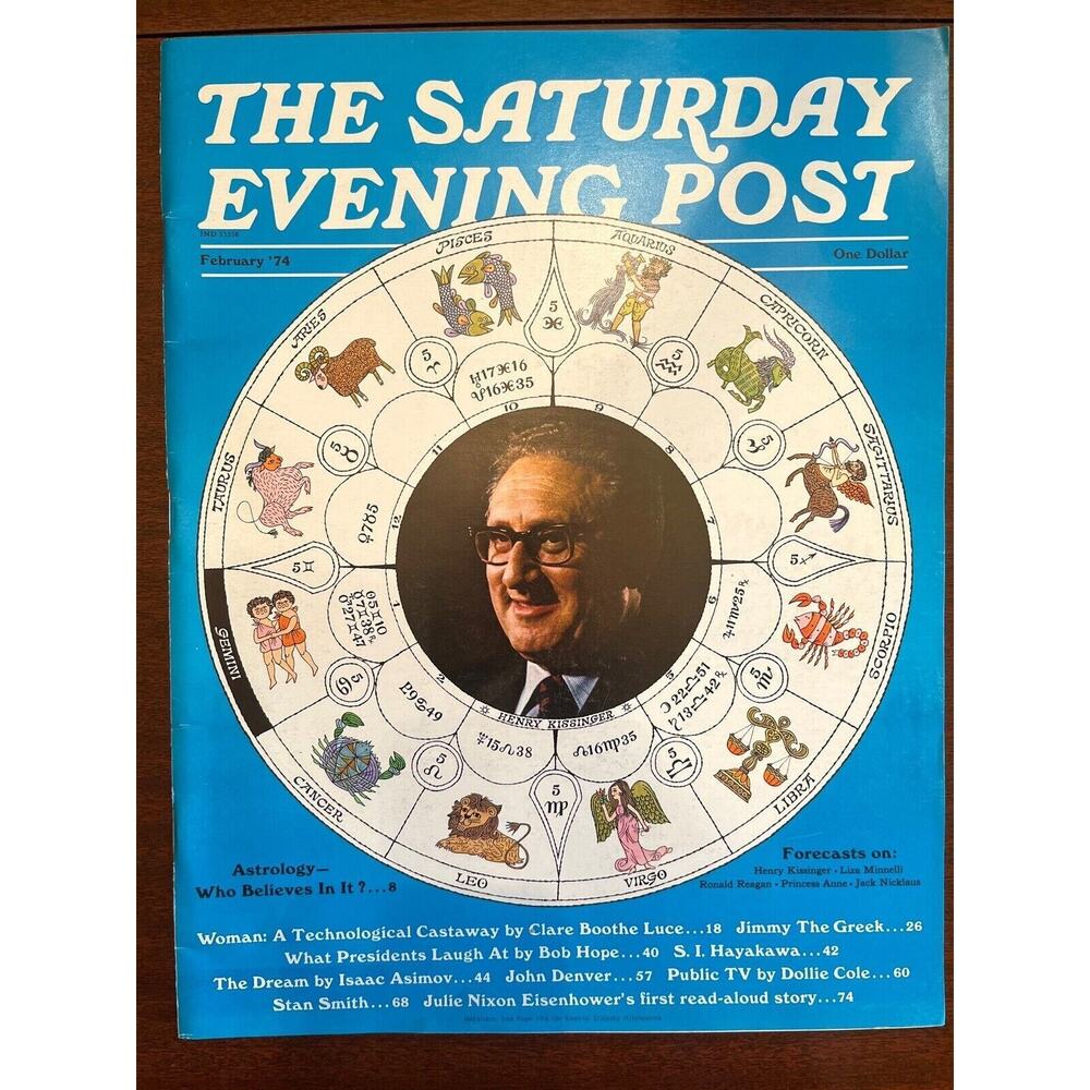 Vintage Magazine The Saturday Evening Post Feb 1974 Zodiac Astrology Rockwell